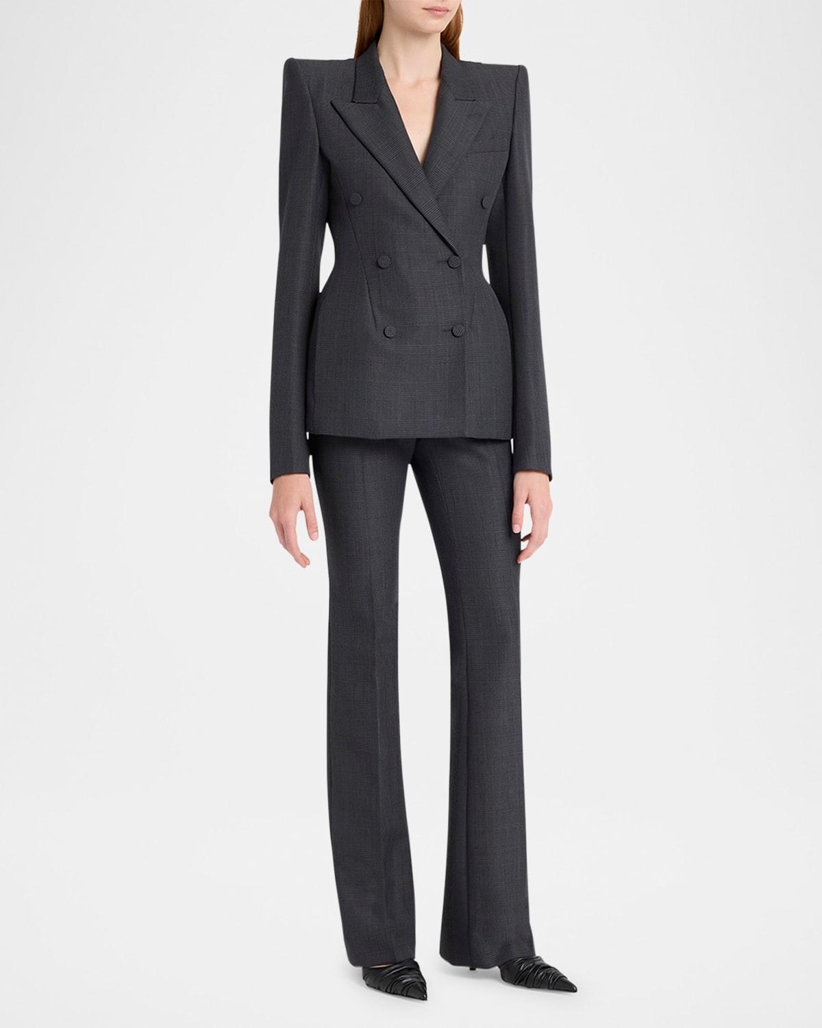 low-rise check bootcut trousers