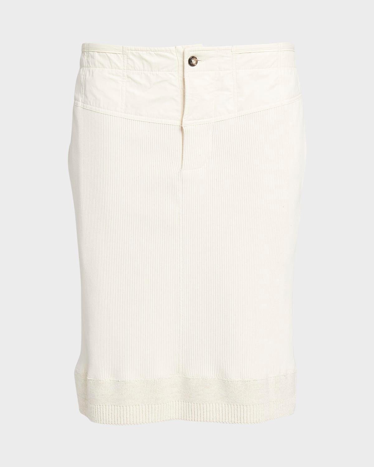 low-rise compact cotton rib jersey straight skirt
