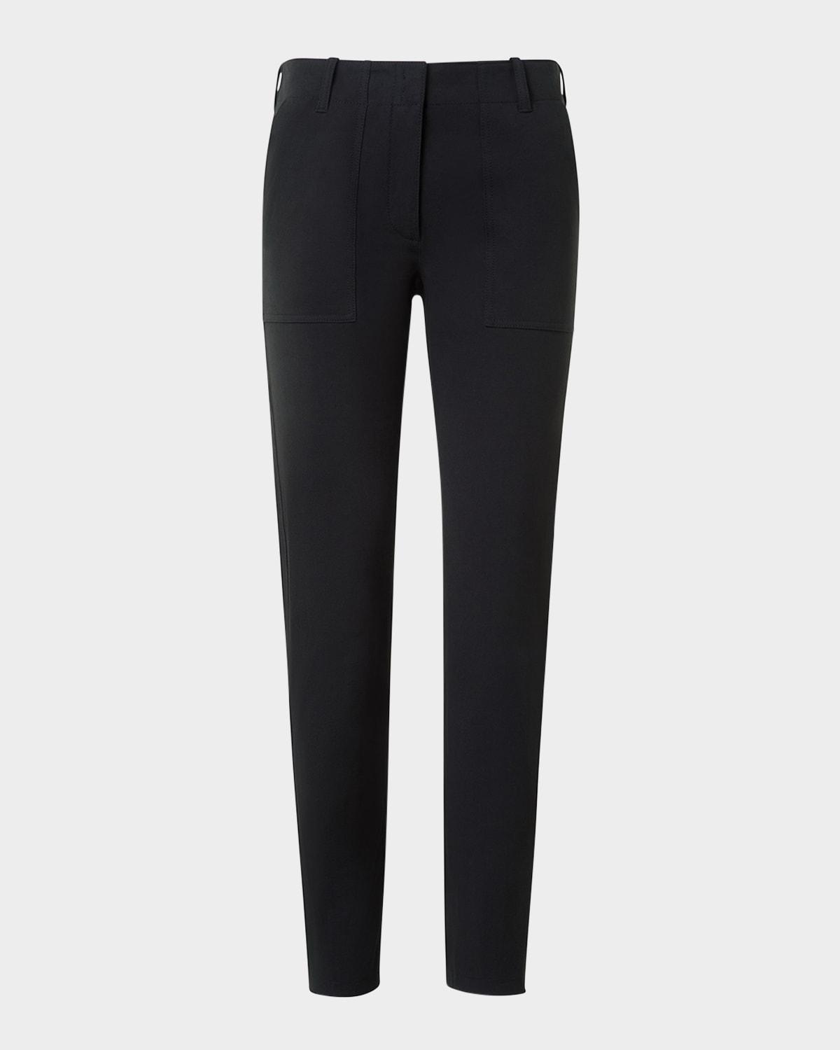 low-rise cotton gabardine slim-leg ankle pants