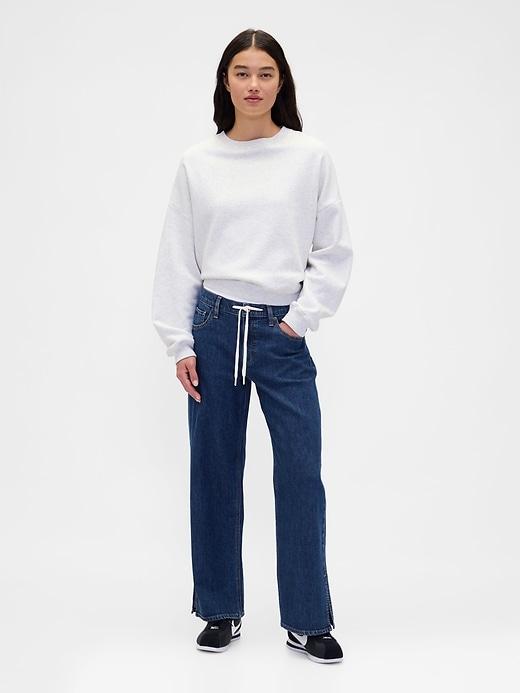 low rise drawcord '90s loose jeans