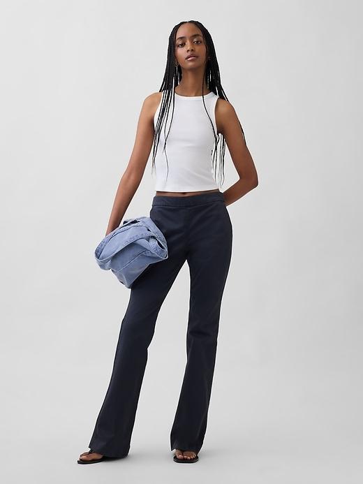 low rise fitted flare khakis