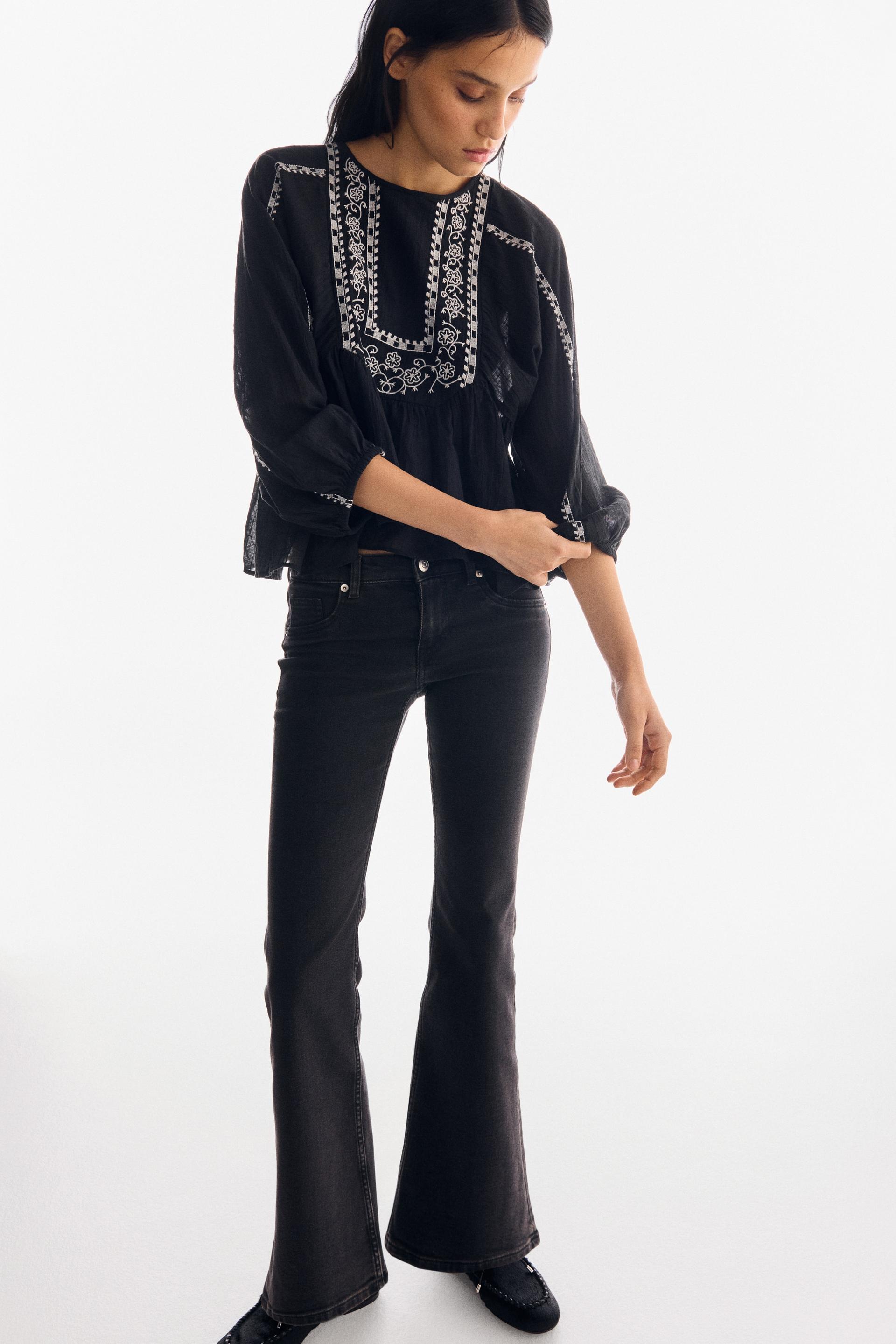 low rise flared leg jeans