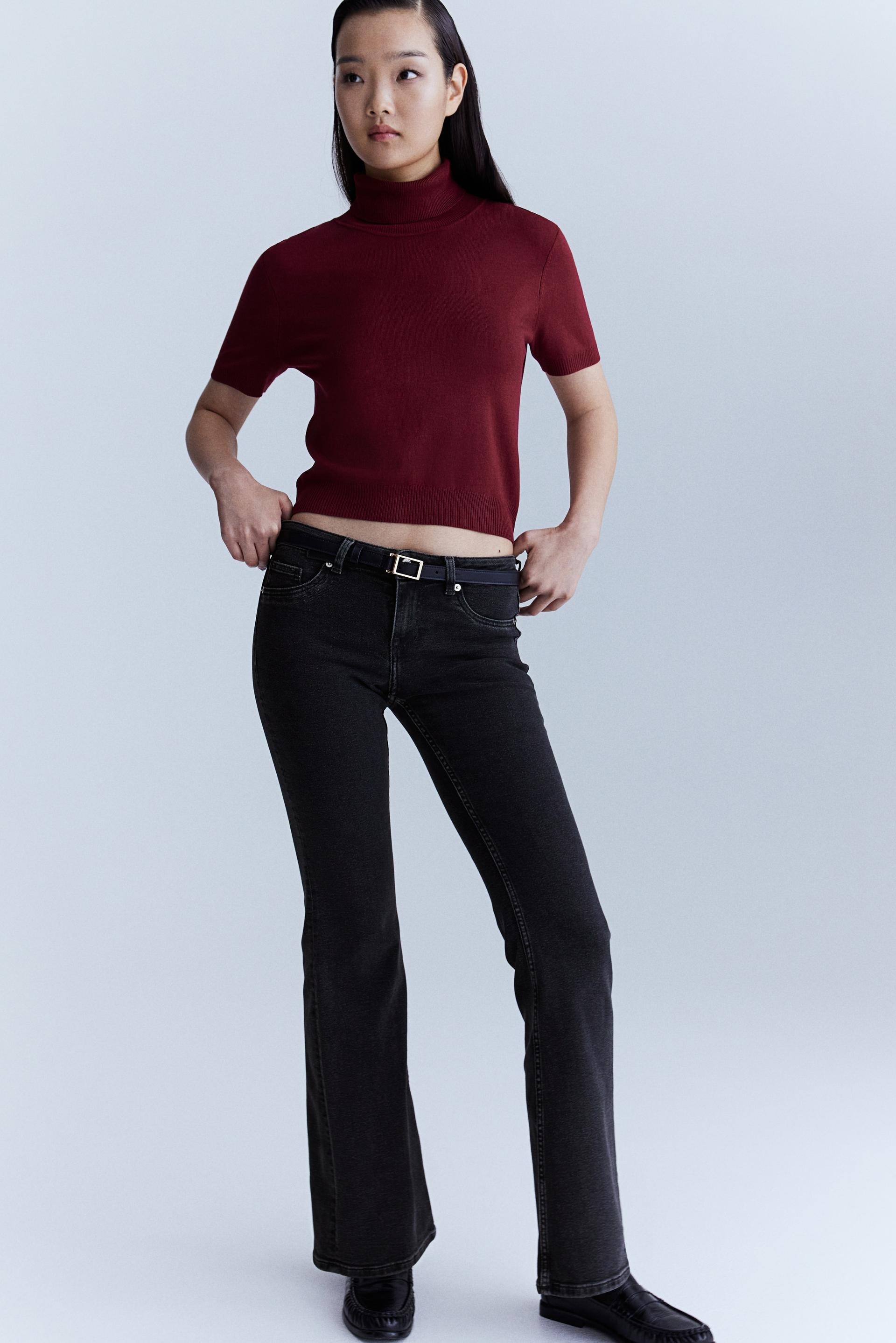 low rise flared leg jeans