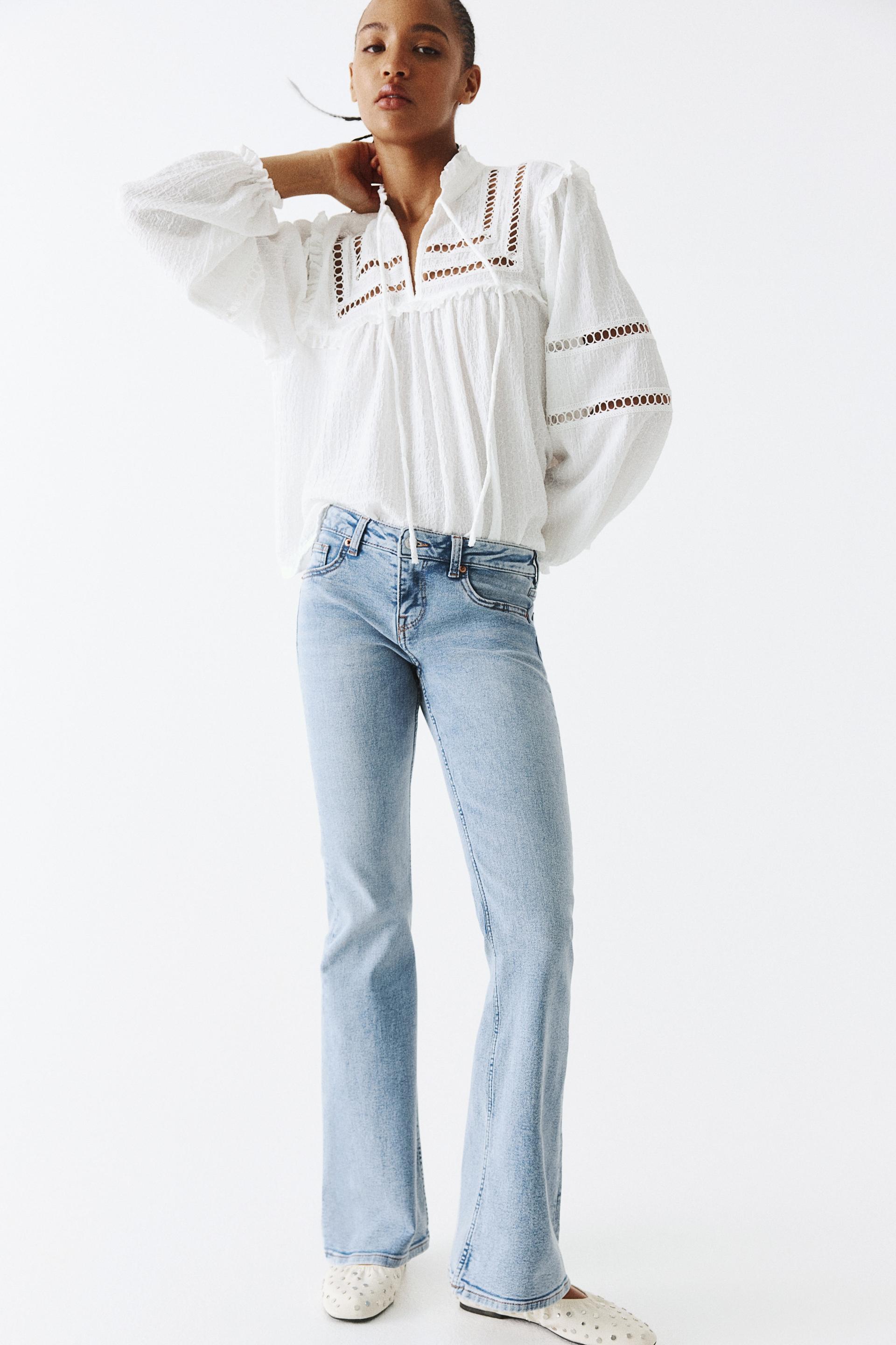 low rise flared leg jeans