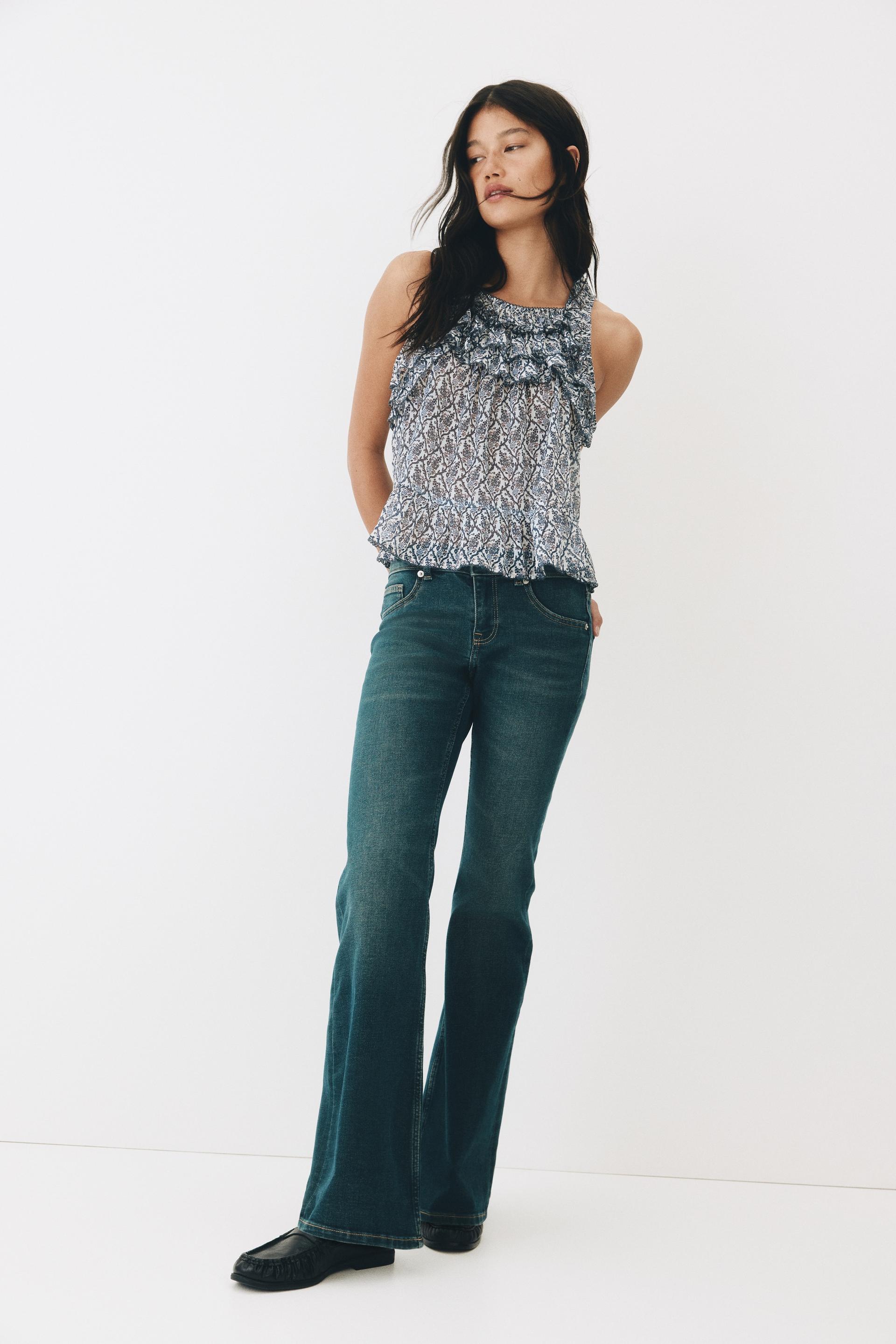 low rise flared leg jeans