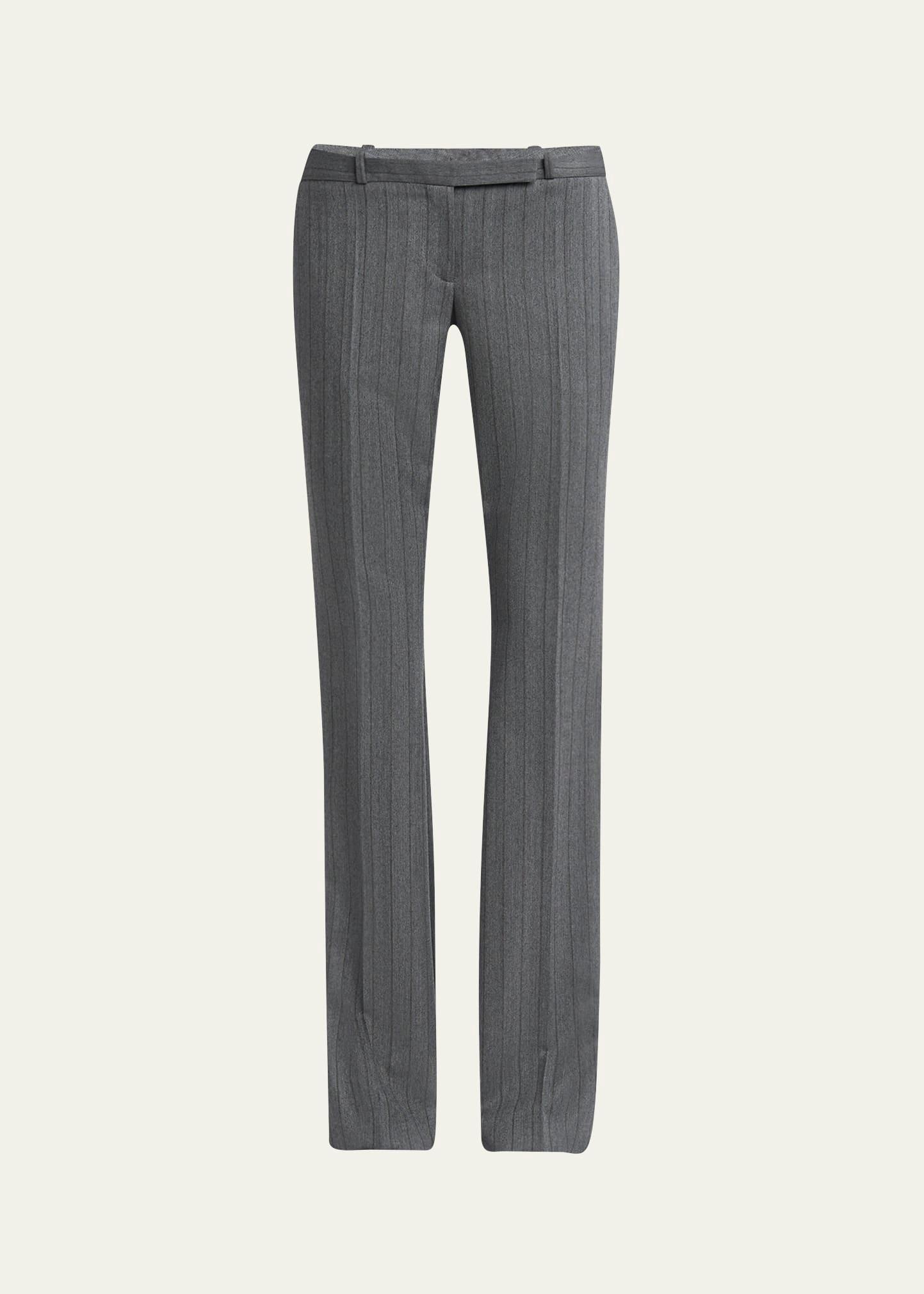 low-rise herringbone striped flare trousers