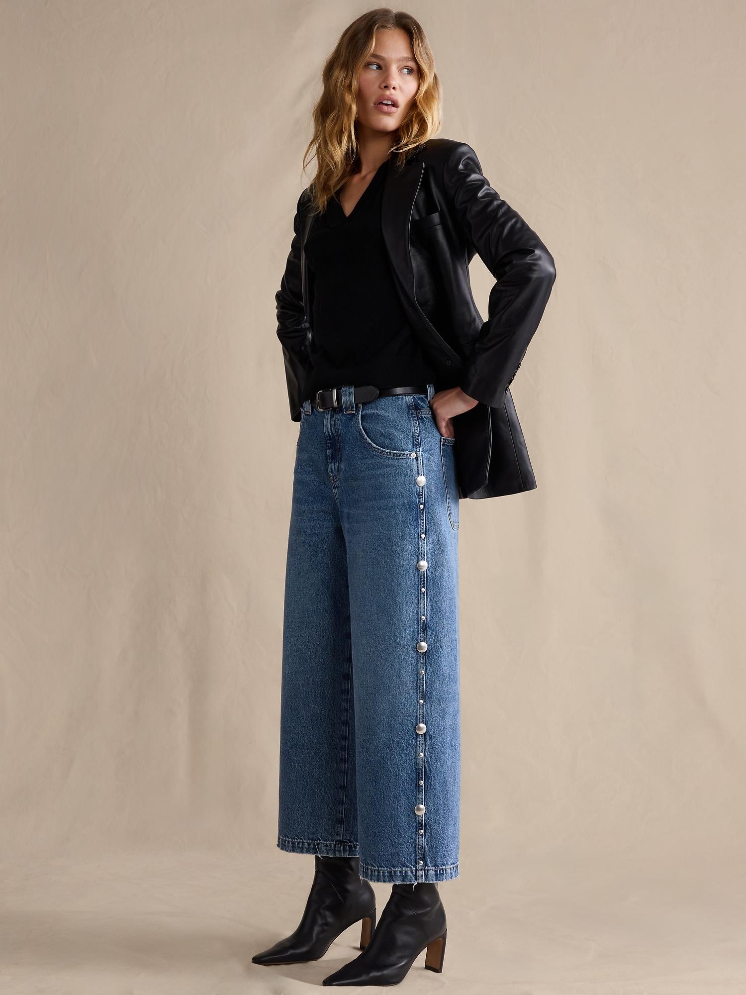 low-rise loose studded ankle jean