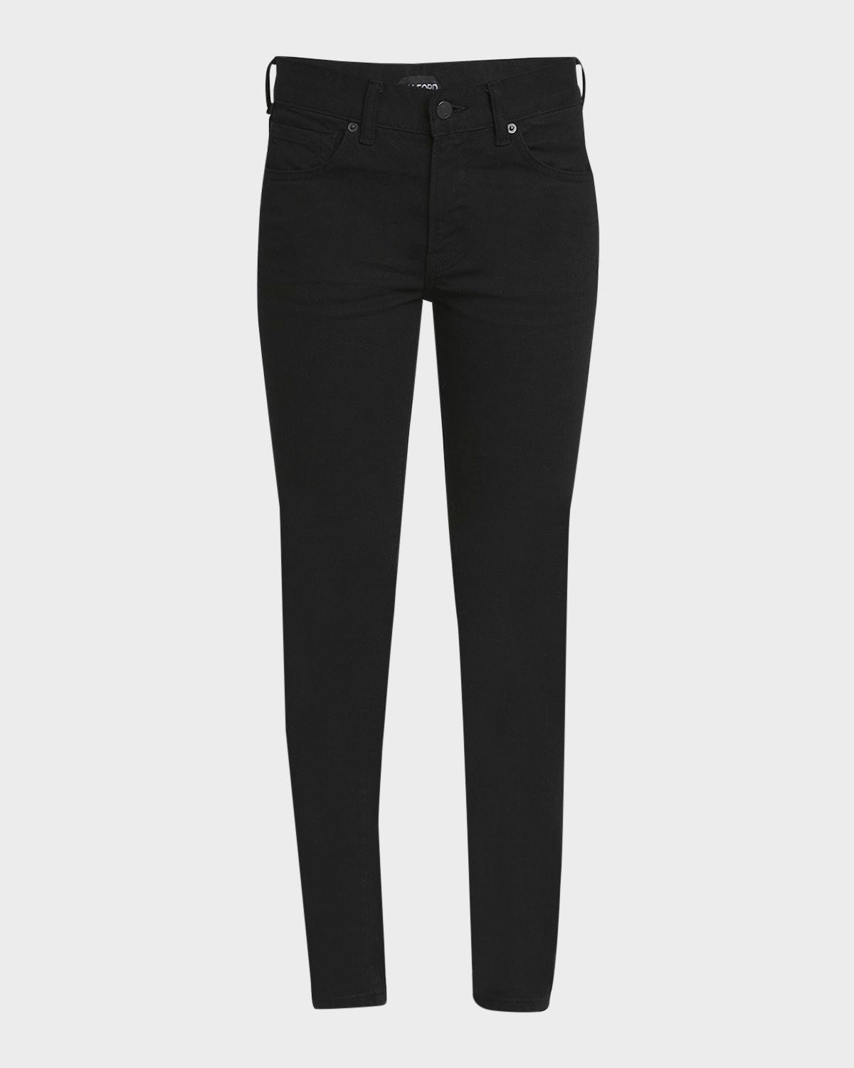 low-rise stretch twill denim skinny-leg pants