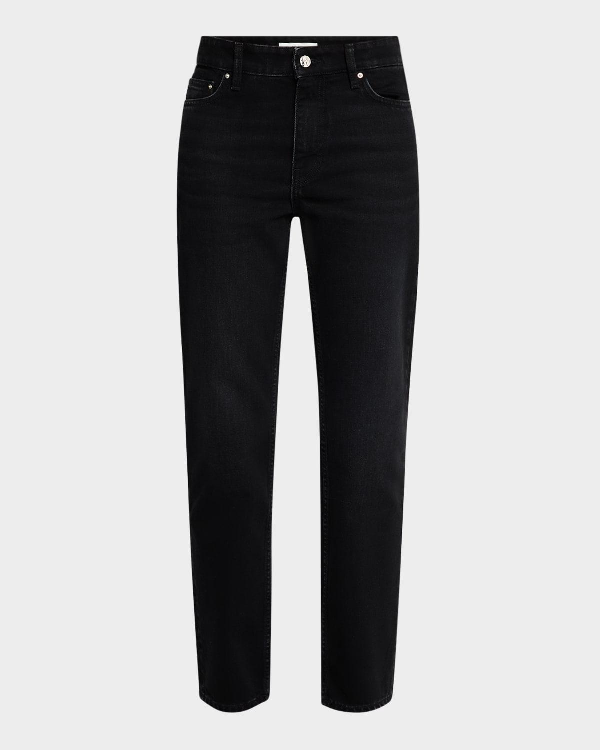 low-rise tapered-leg ankle denim jeans