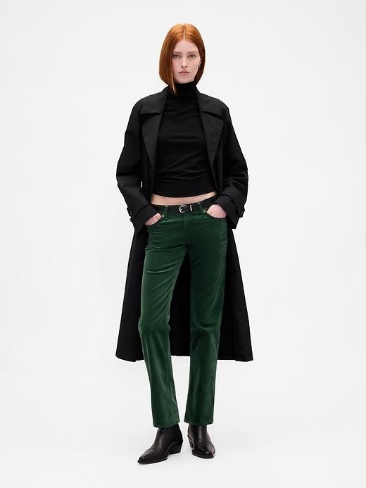low rise velvet '90s slim straight pants