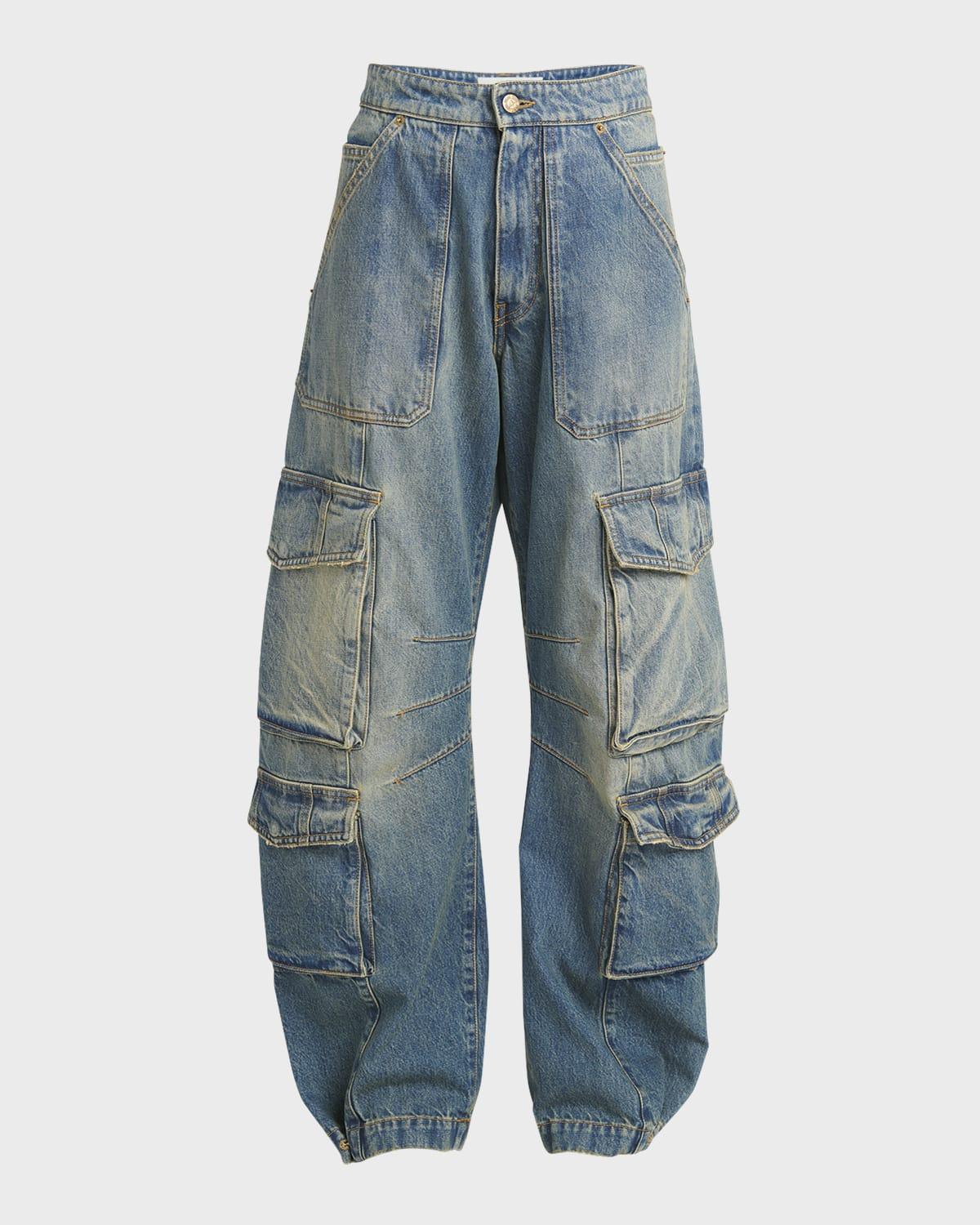 low-rise wide-leg cargo jeans