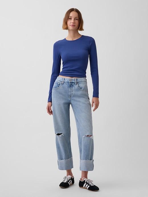 low slung relaxed crop jeans