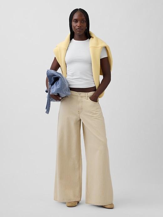 low slung stripe extra baggy jeans