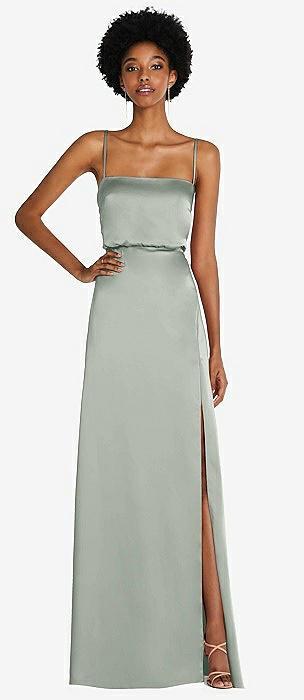low tie-back maxi dress with adjustable skinny straps