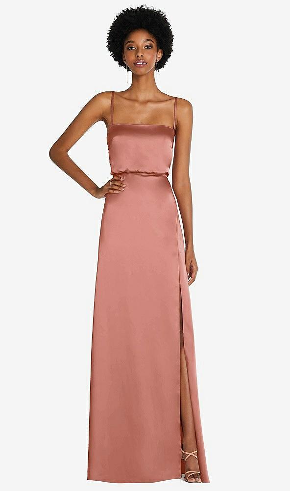 low tie-back maxi dress with adjustable skinny straps