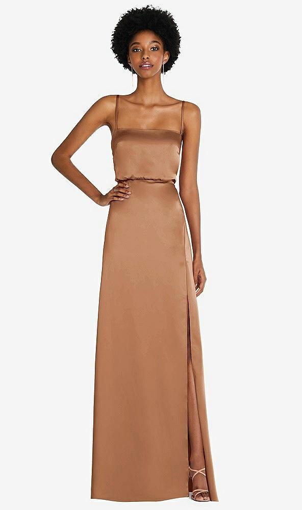 low tie-back maxi dress with adjustable skinny straps