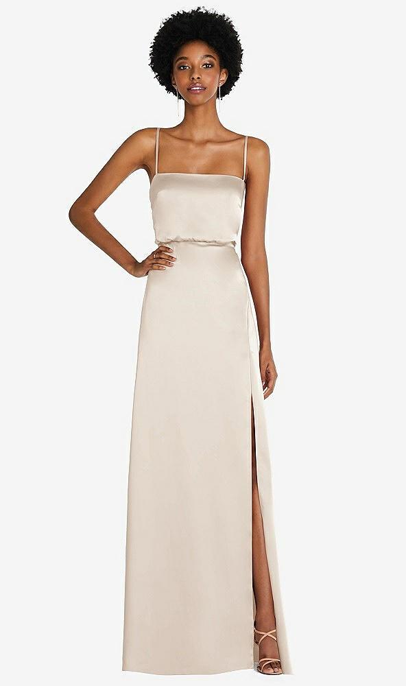 low tie-back maxi dress with adjustable skinny straps