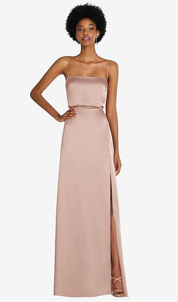 low tie-back maxi dress with adjustable skinny straps