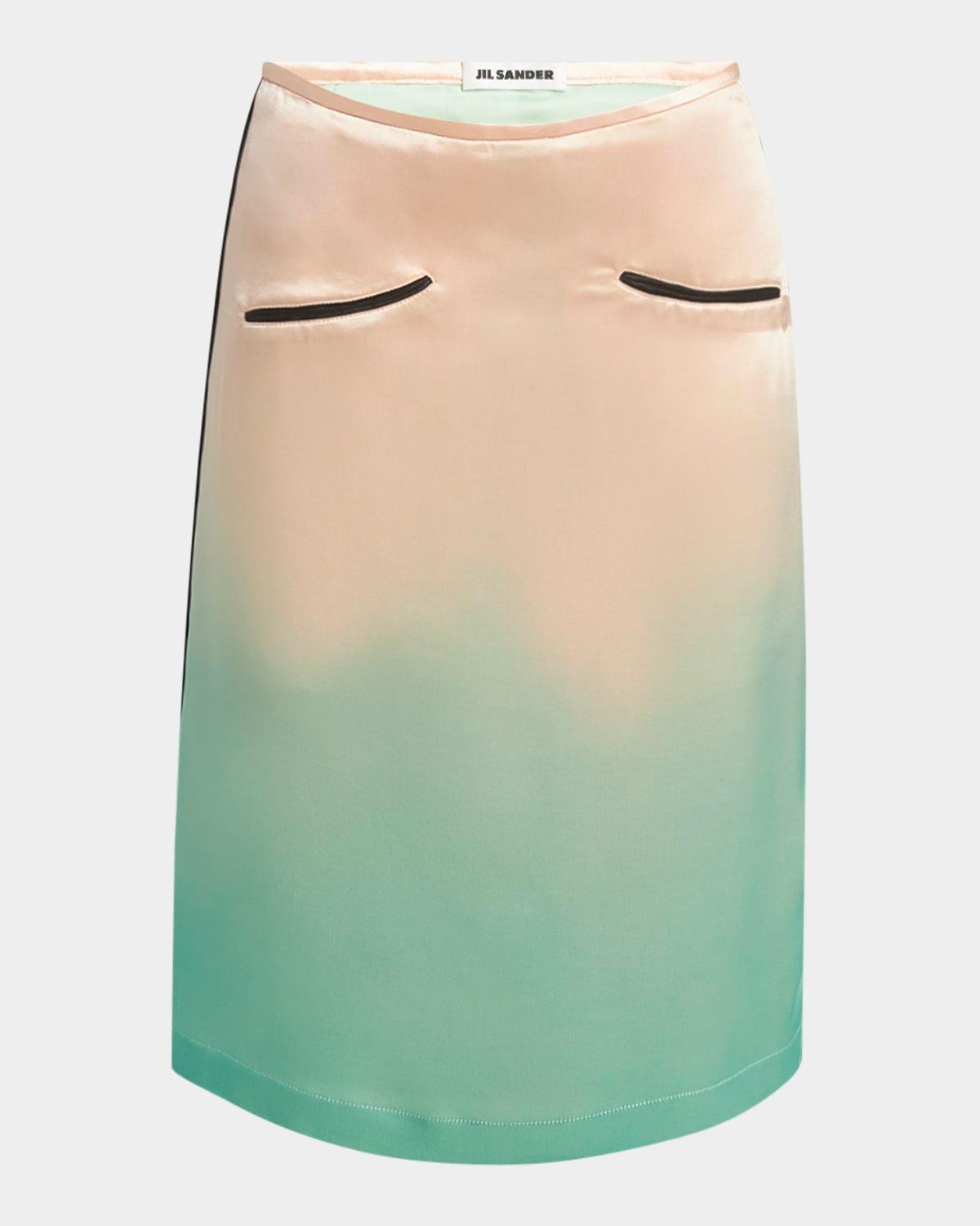 low-waist ombre satin skirt
