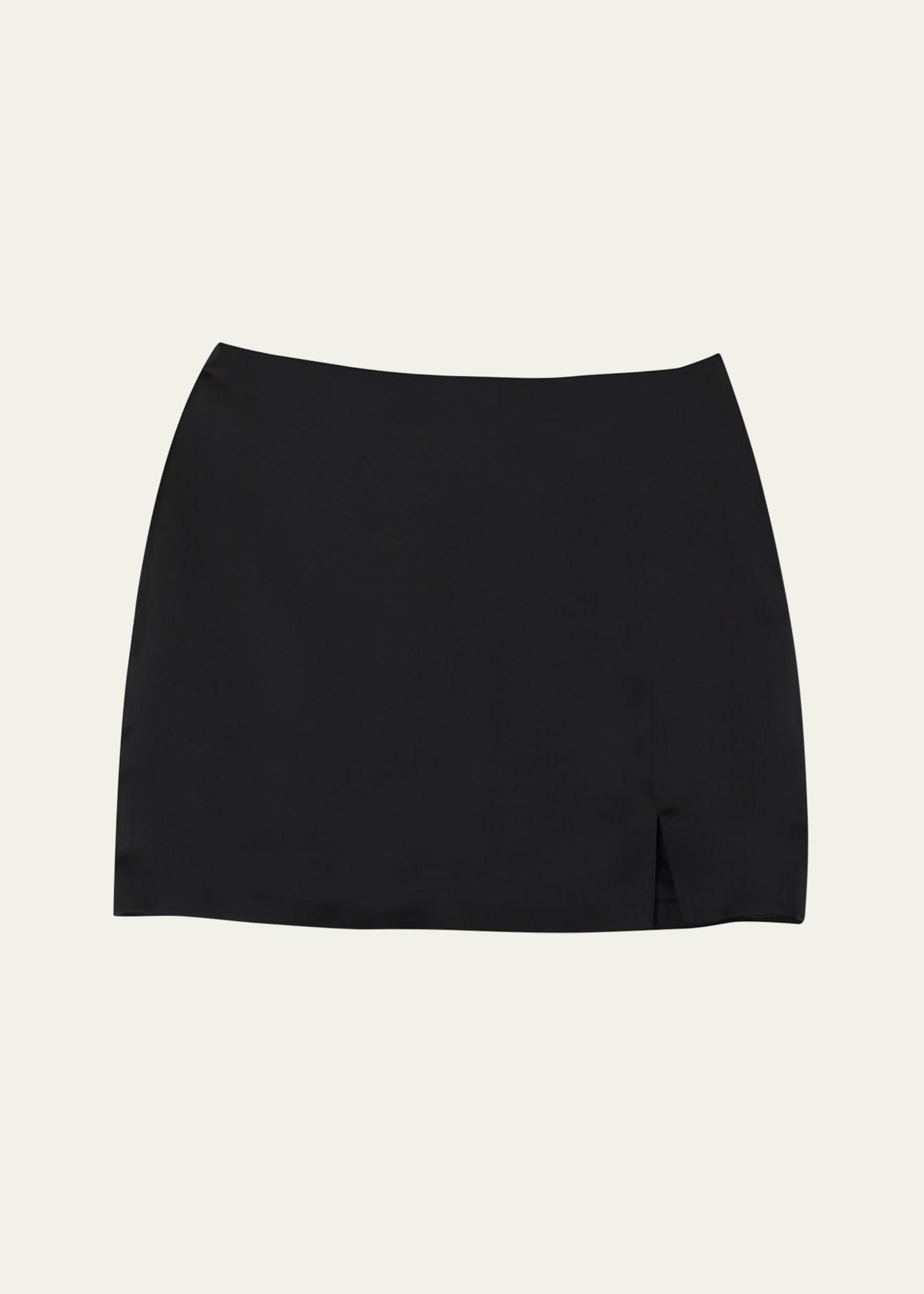 low-waist satin mini skirt
