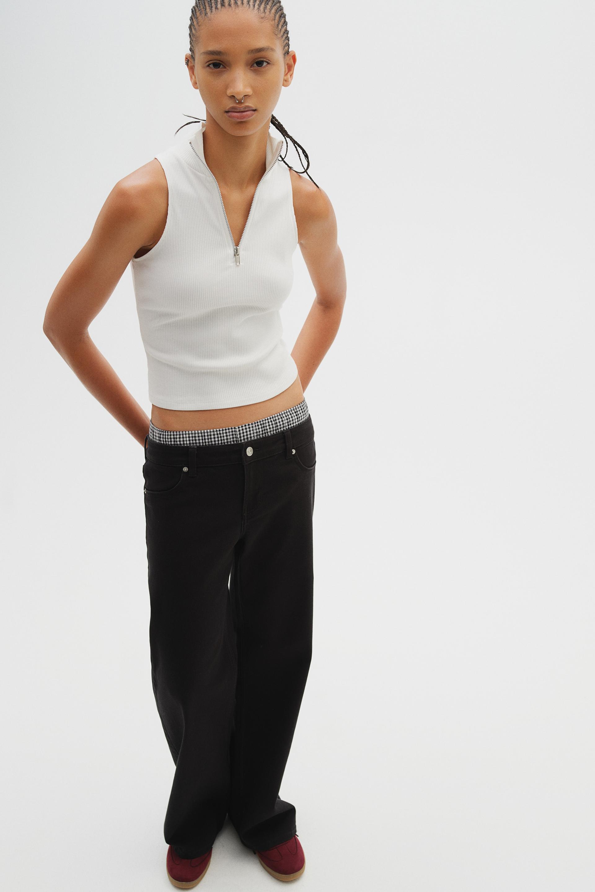 low-waist twill pants