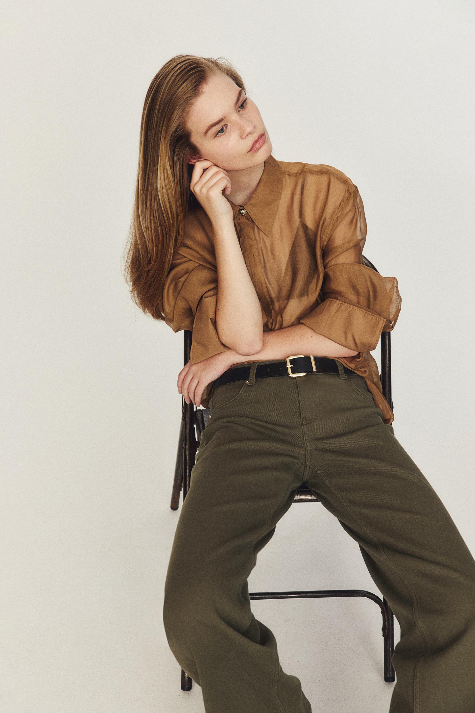 low-waist twill pants
