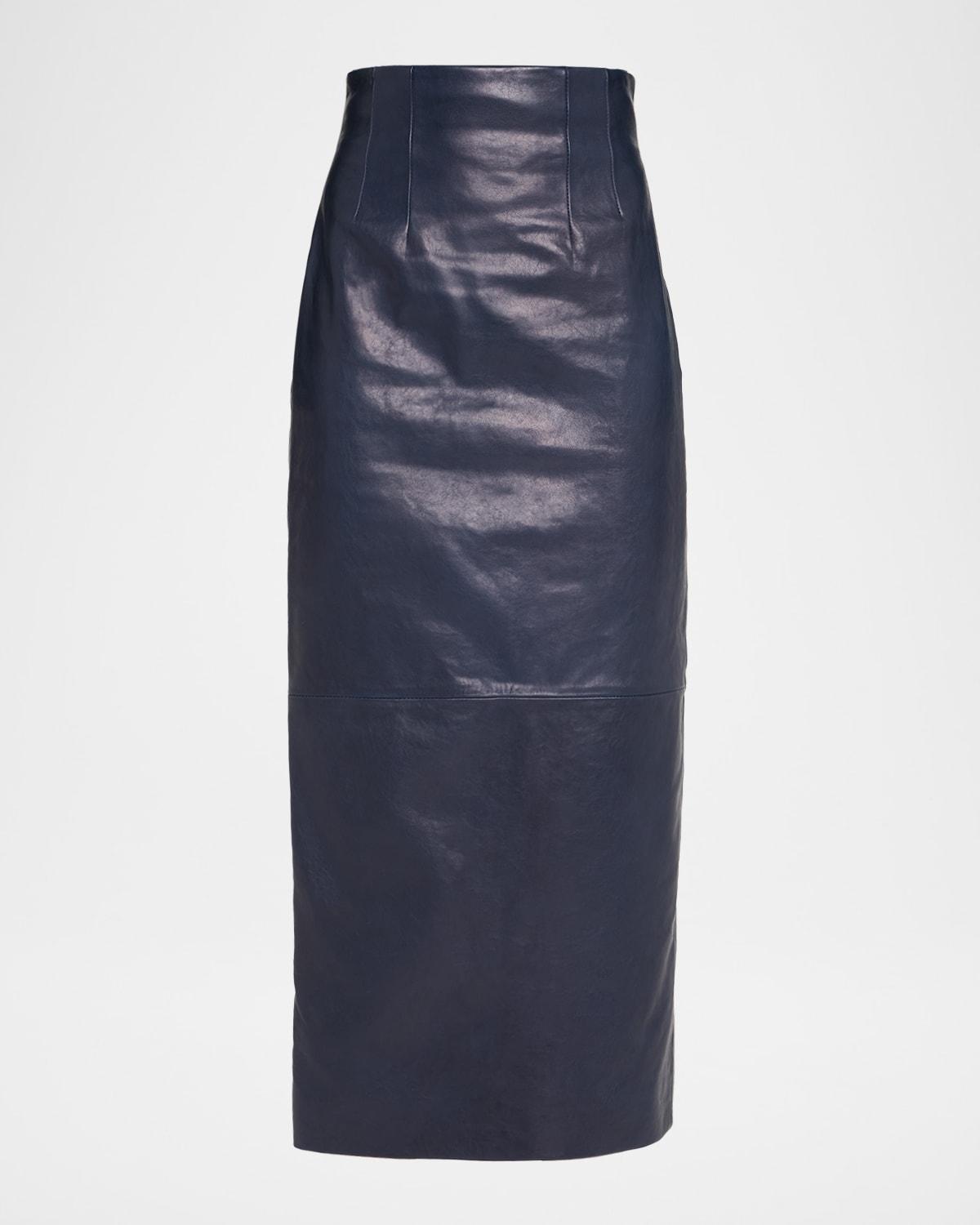 loxley leather pencil maxi skirt