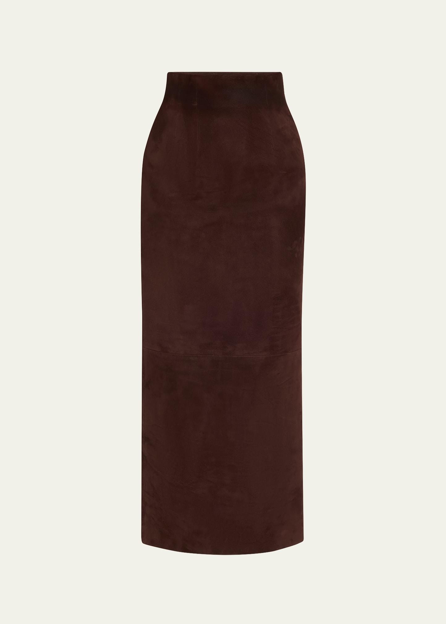 loxley long pencil leather skirt