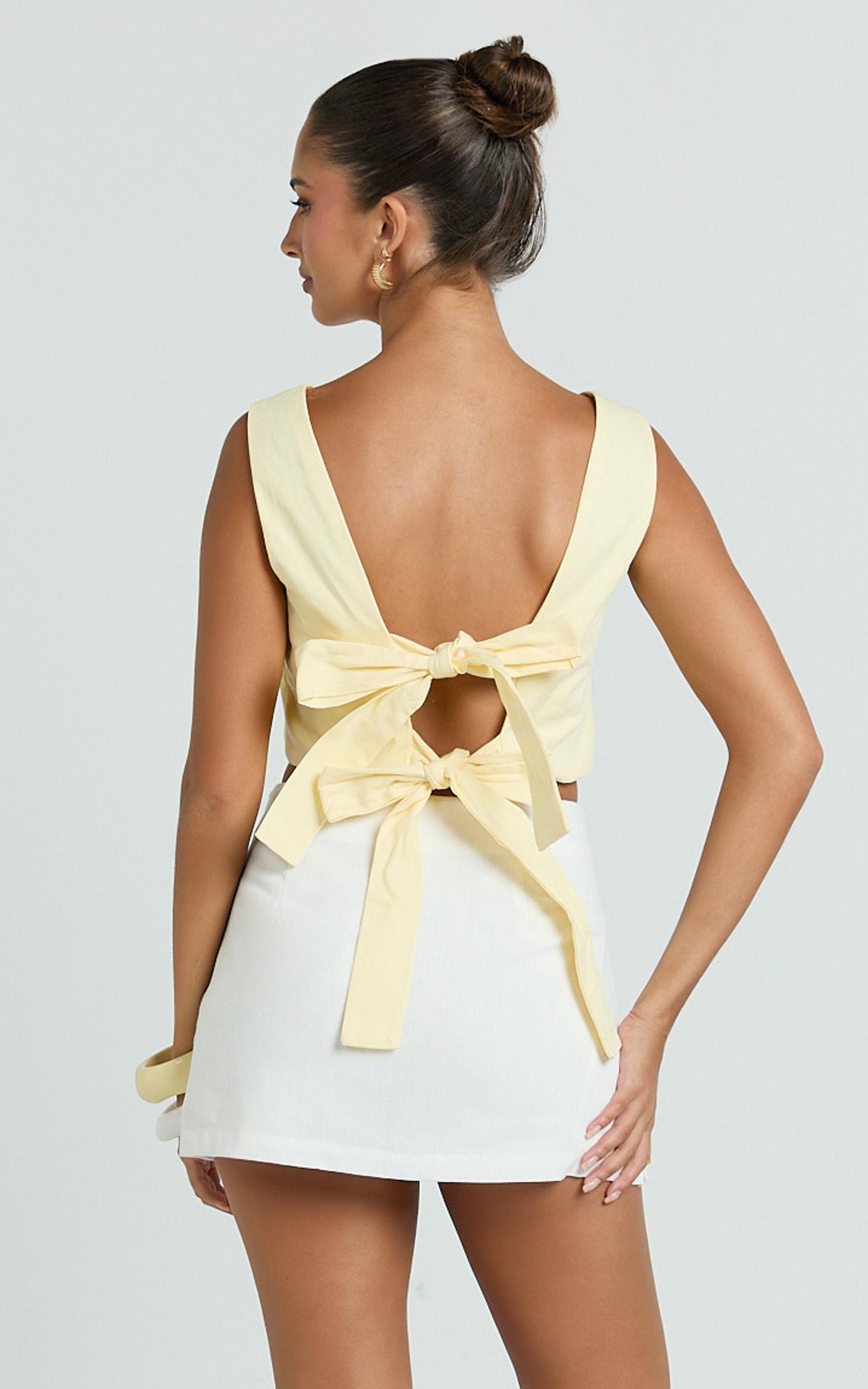 loxley top - tie up top in lemon
