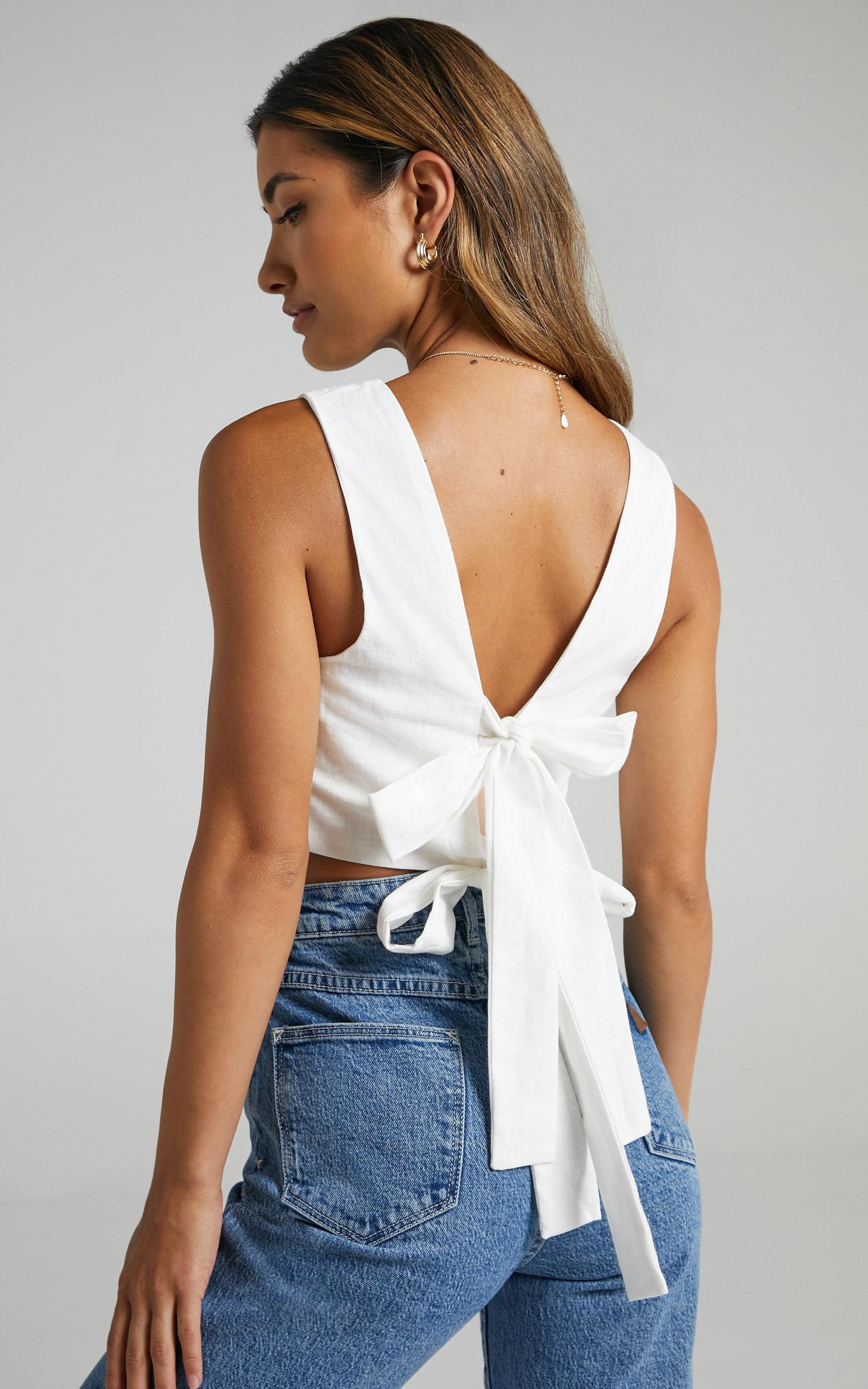 loxley top - tie up top in white