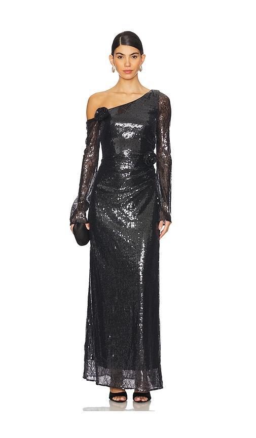 lpa aniella gown in black.