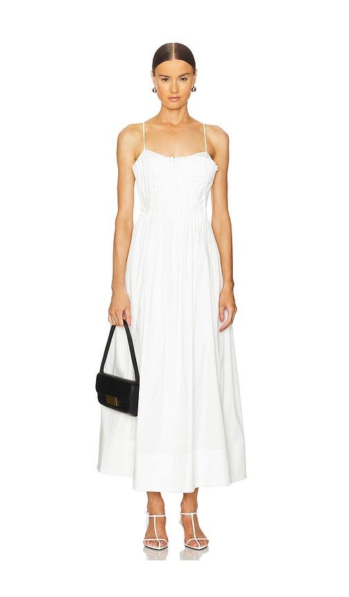 lpa annalie midi dress in white.