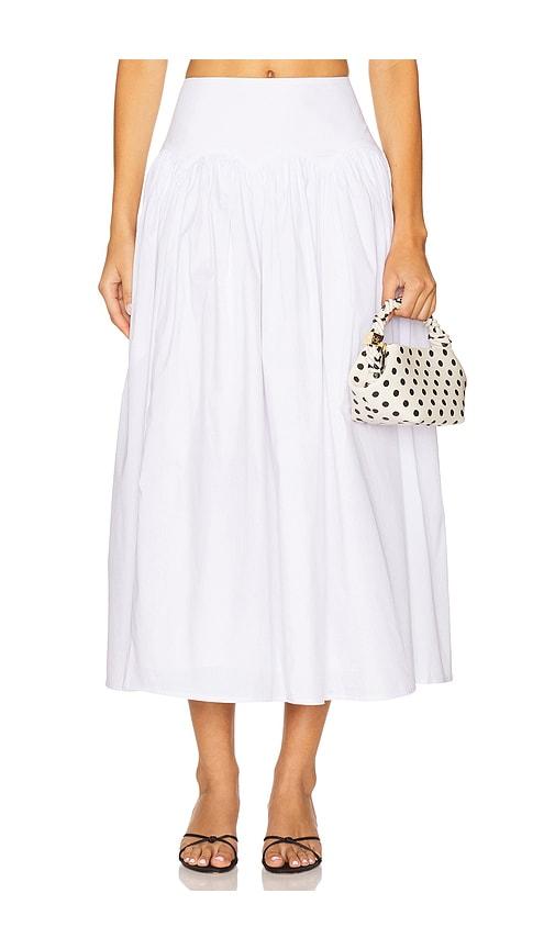 lpa brigette midi skirt in white.