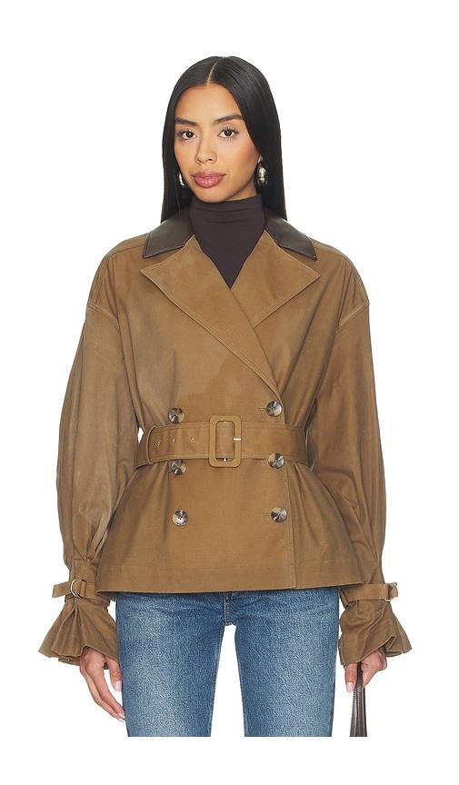 lpa cara trench jacket in brown.