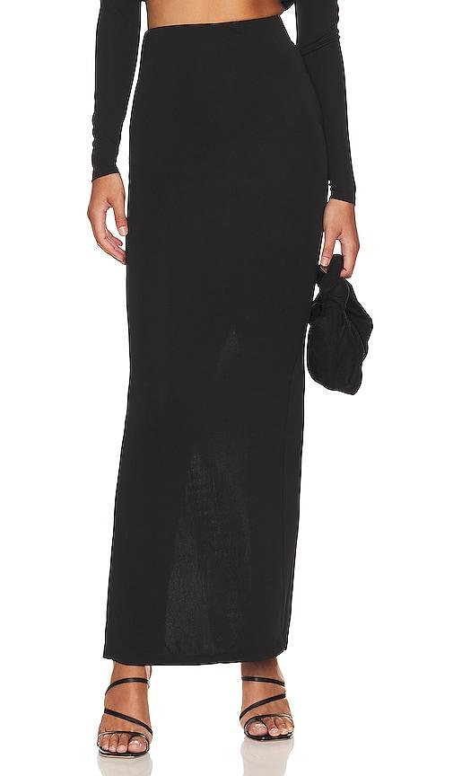 lpa cedella column maxi skirt in black.