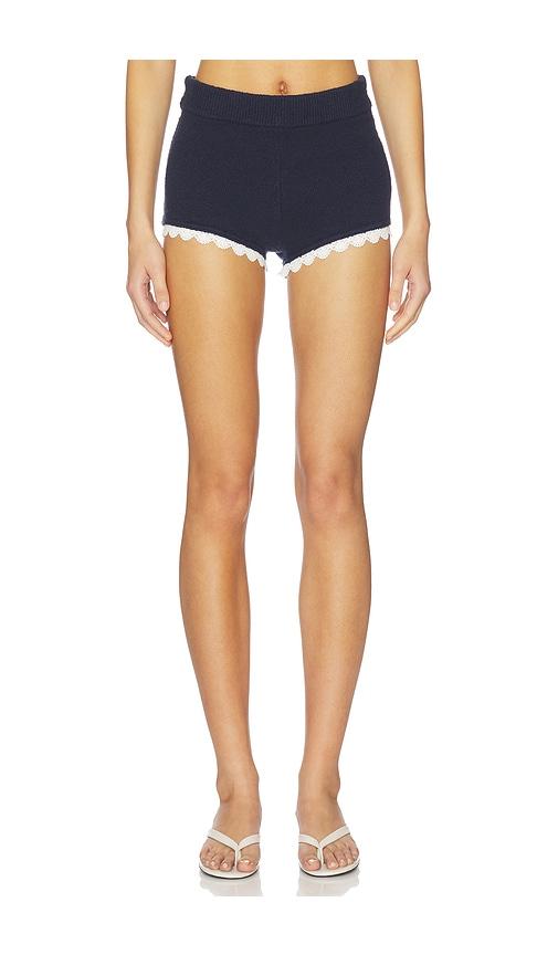 lpa champaux lace trim shorts in navy.