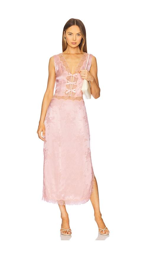 lpa daphne midi dress in pink.