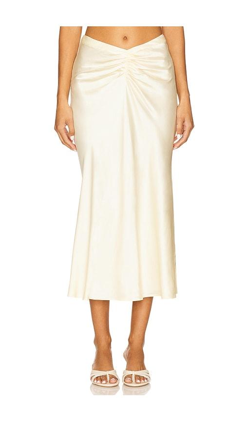 lpa elinor midi skirt in yellow.