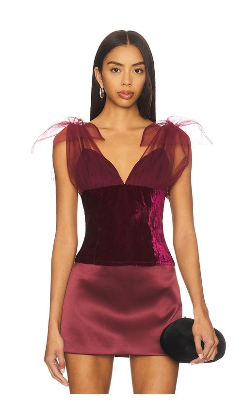 lpa emery top in burgundy.