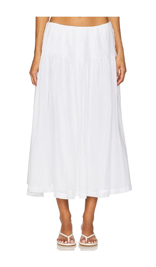 lpa emmy midi skirt in white.
