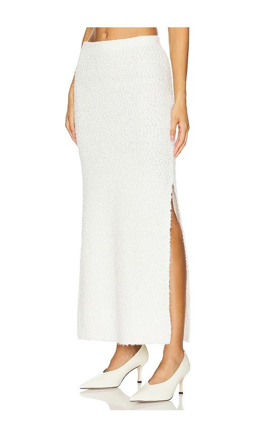 lpa evan maxi knit skirt in white.
