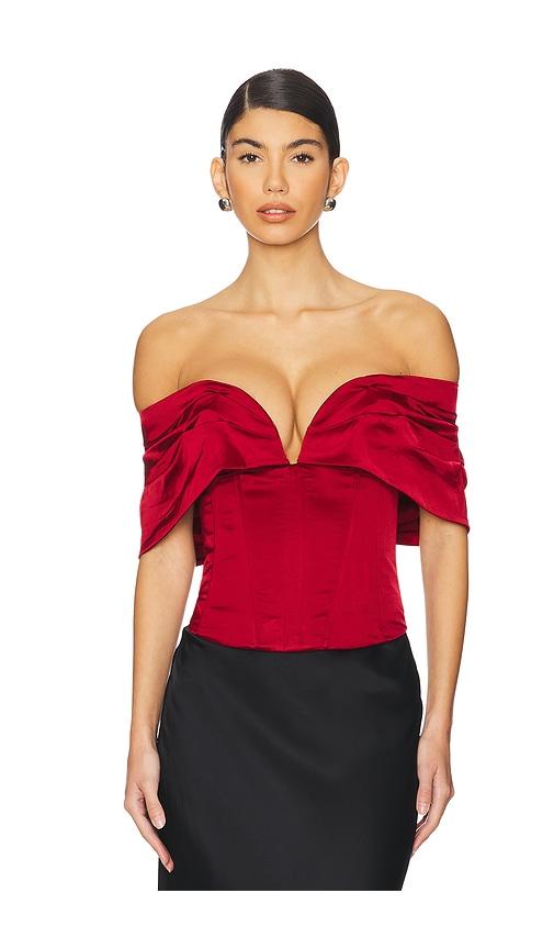 lpa ilaria corset top in red.