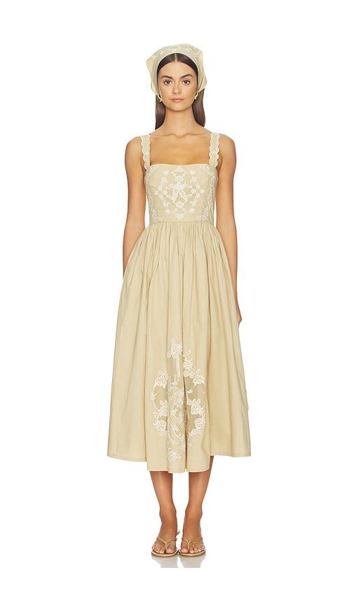 lpa isadora midi dress in brown.