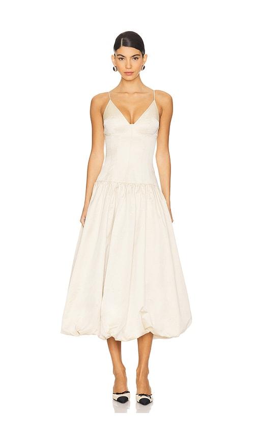 lpa kaia midi dress in beige.