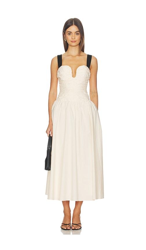 lpa leisl midi dress in cream.