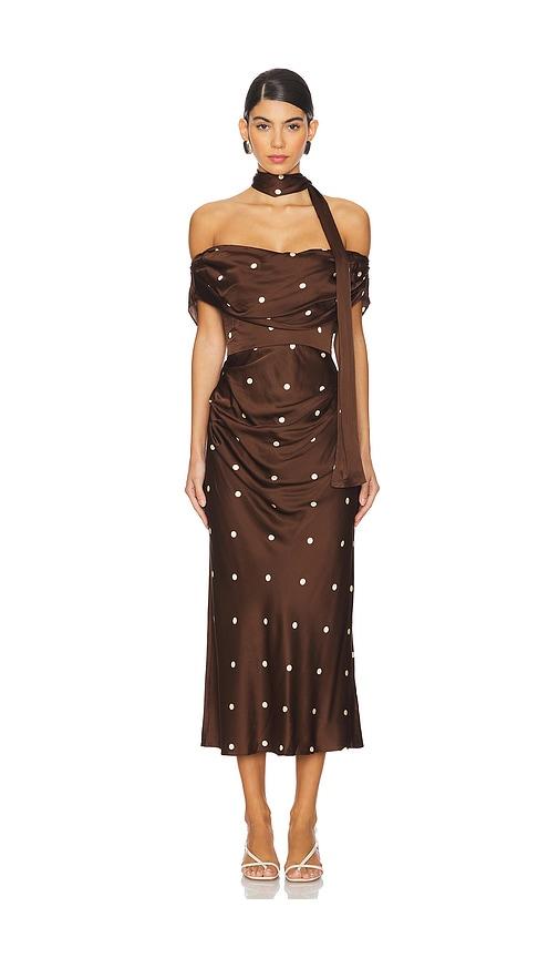 lpa luisa midi dress in brown.