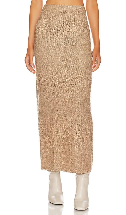 lpa milas maxi skirt in tan.