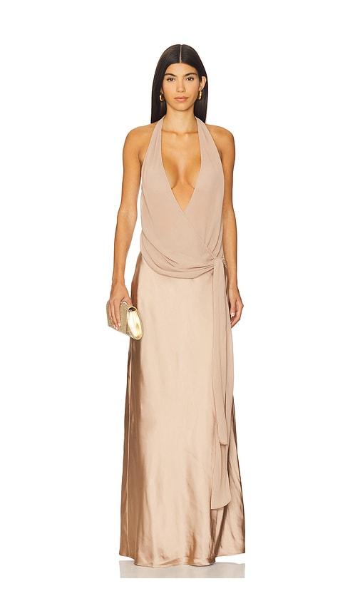 lpa nyla gown in beige.