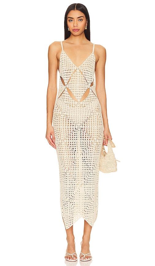 lpa odella crochet dress in neutral.