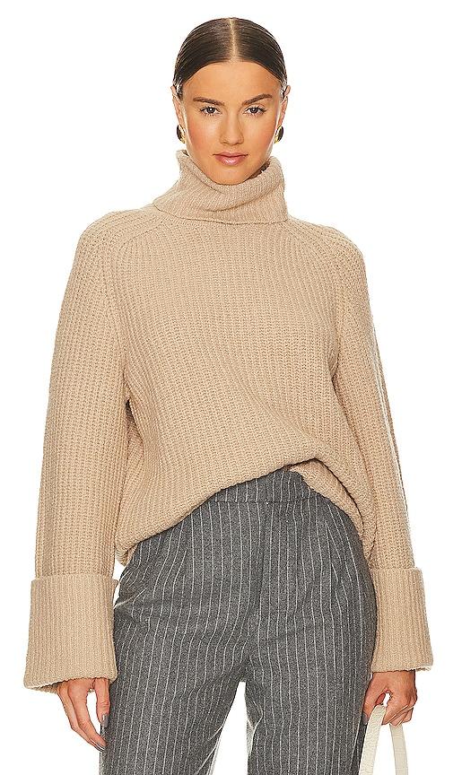 lpa sabri turtleneck sweater in tan.